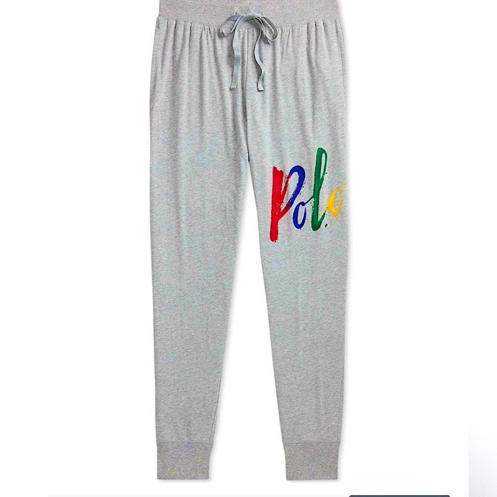 Polo by Ralph Lauren Heather Gray Jogger Sweatpants with Multicolor Logo